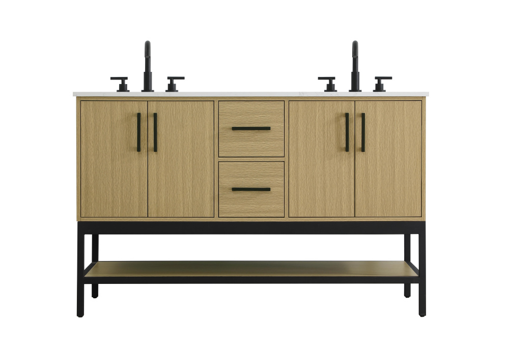 Vanity Cabinet 4Dr2Dw 54"x22"x34" Honey Brown