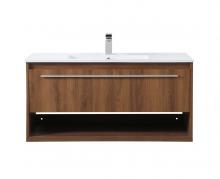 Elegant VF43040WB - 40 inch  Single Bathroom Floating Vanity in Walnut Brown