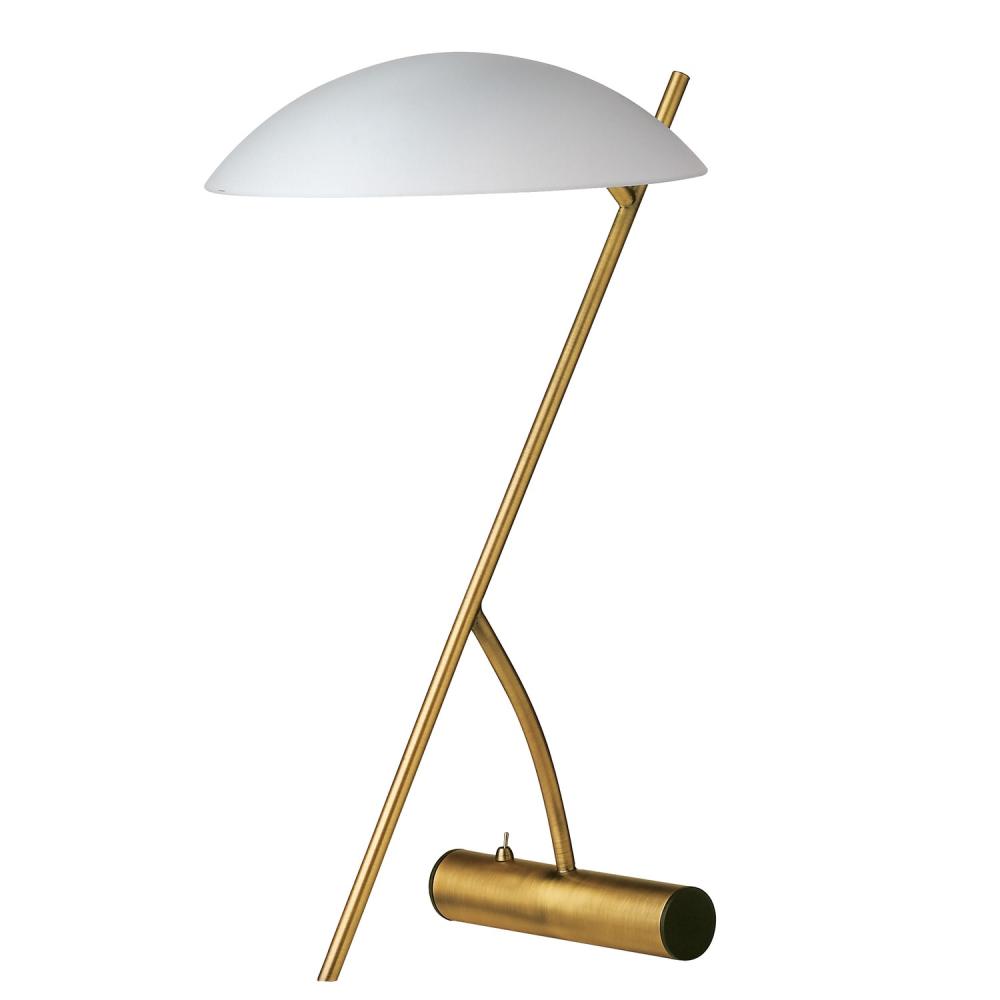 1LT Incand Table Lamp AB w/ Frosted Glass